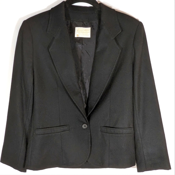 Pendleton Wool Mills 100% Pure Virgin Wool Black Blazer Size 6 - Picture 1 of 14